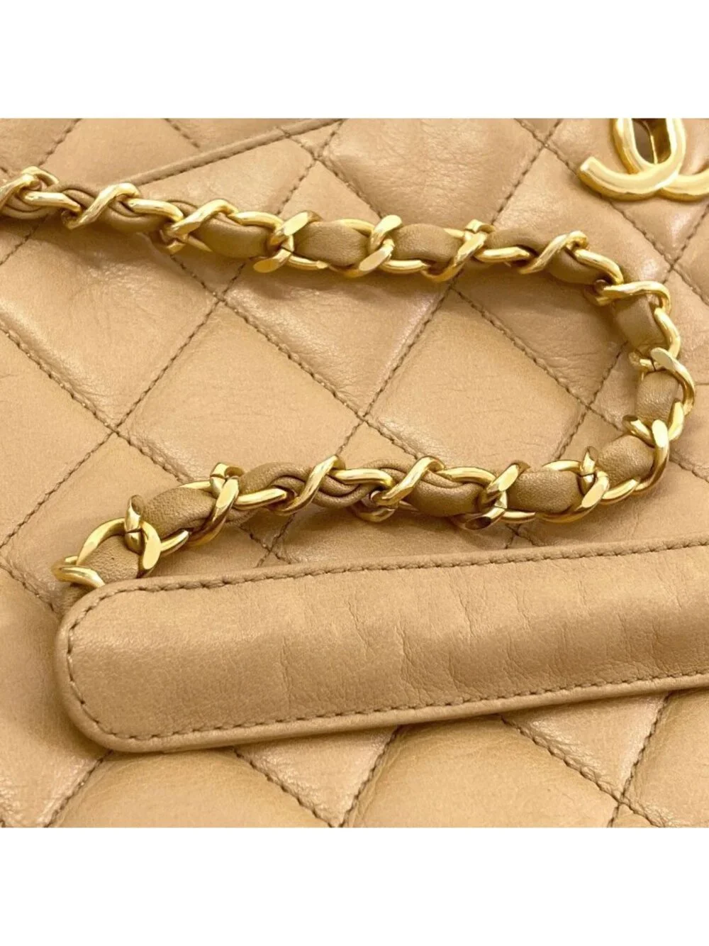 Chanel Quilted CC Logo Chain Gold 2-Way Handbag Lambskin
